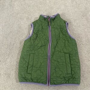 Mini boden girls 7/8 reversible quilted parka Sherpa vest green